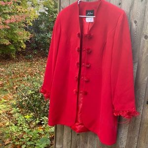 Red Long Blazer Jacket Coat by Milano size 14